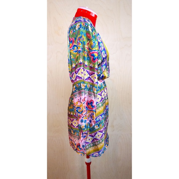 Zara Satin Printed Long Sleeve Dress - Picture 2 of 6